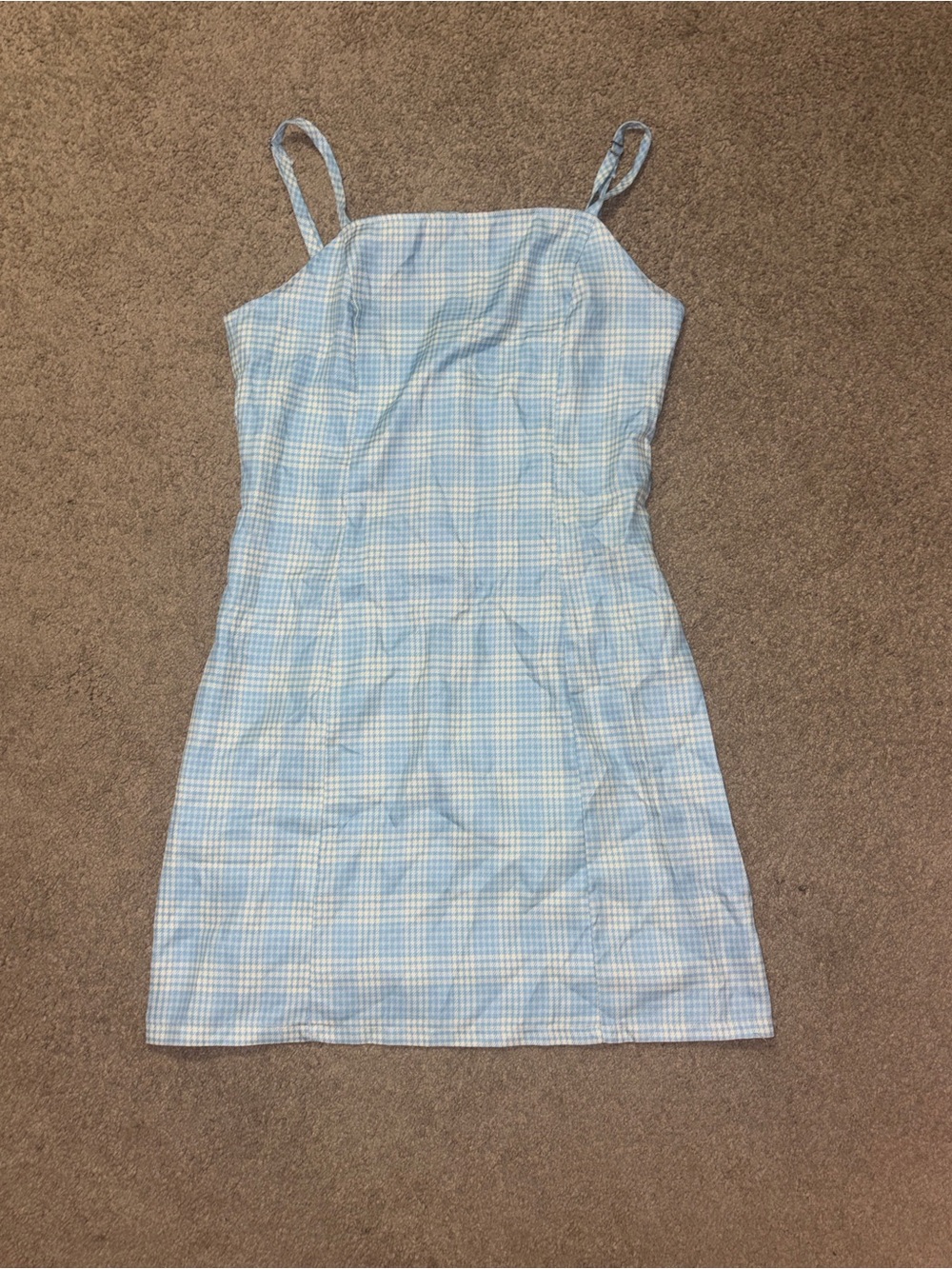Ardene Light Blue Gingham Spaghetti Strap Mini Dress
